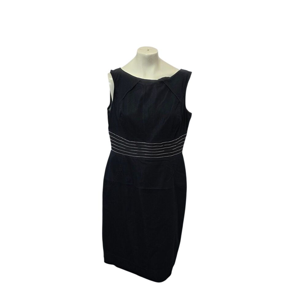Signature London Style Denim Blue Sheath Dress Zip Waist Sleeveless 16